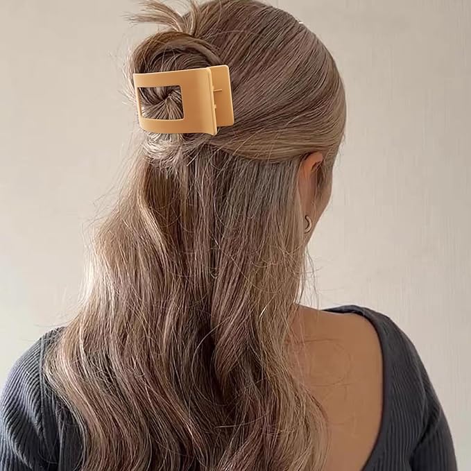 Velscrun Flat Hair Clips for Women Girls, Coffee Color Matte Lay Flat Claw Clips, Strong Hold Large Side Hair Clip All Hair Types, French Duck Billed Non Slip Grip Daily Styling Hair Jaw Claw Clip