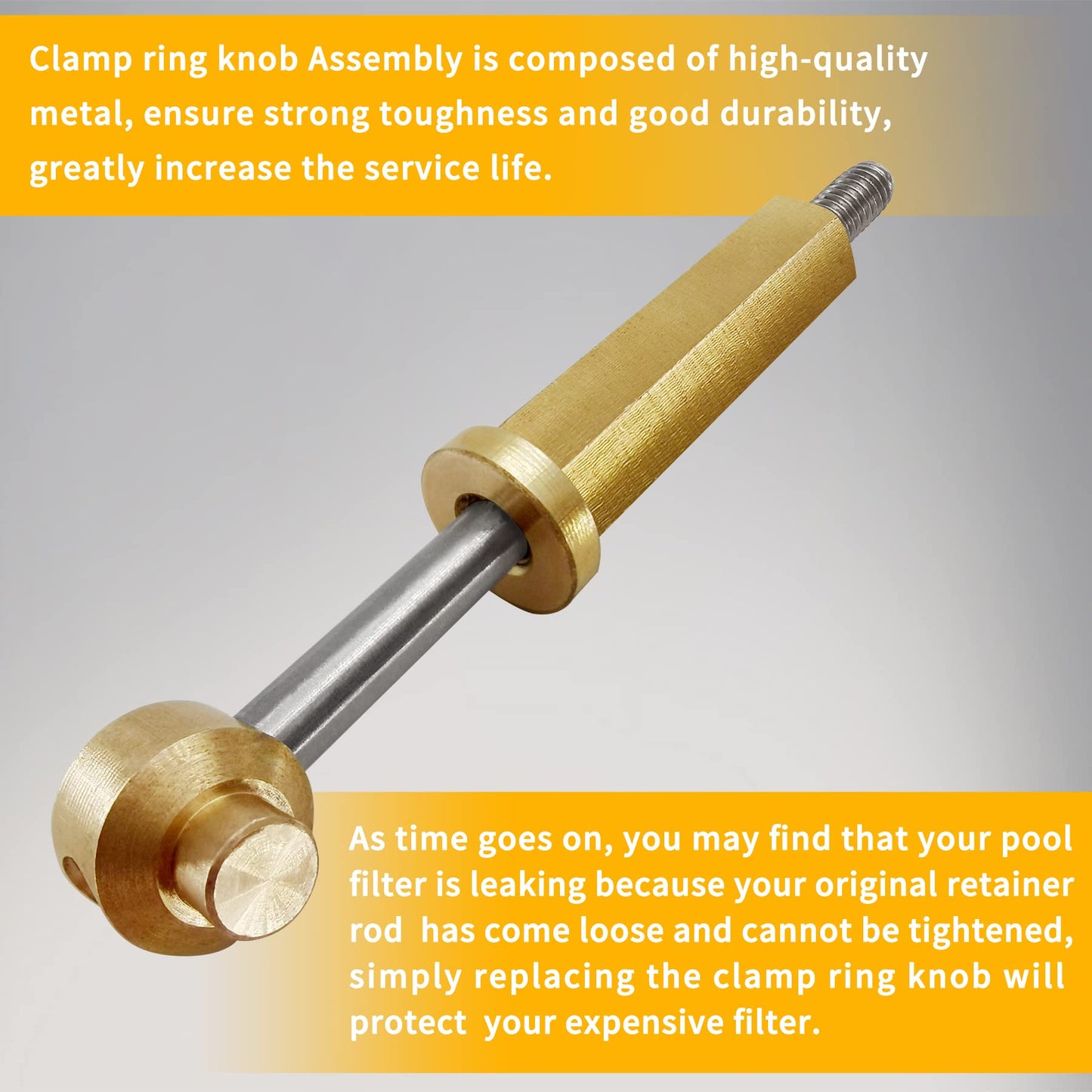 Misakomo Clamp Ring Knob Assembly with Threaded Rod and Retainer, Replacement for Zodiac Jandy DEV/DEL, Zodiac CV/CL Pool&Spa Filter, Repalce# Zodiac R0357500