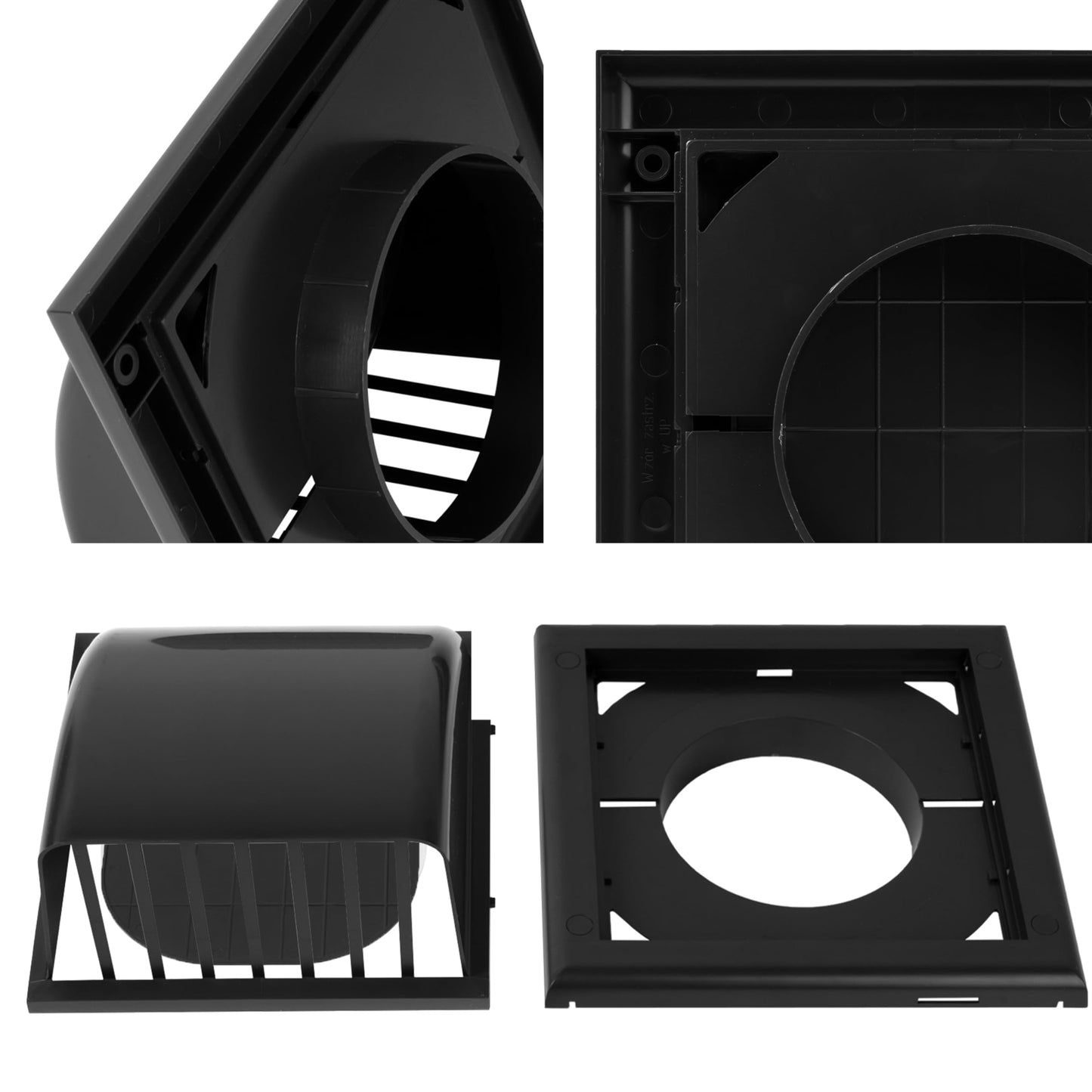 Repa Market 4 Inch Dryer Vent Cover Outside with Backdraft Damper - Black ABS Plastic Exhaust Vent Hood - Wall Vent Cover - Outside Dryer Vent Cover for Dryer Vent Hose, Bathroom Vent Cover, AC Vent