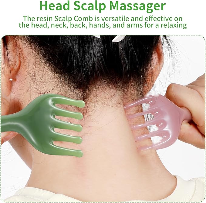 2Pcs Head Massager Manual Hair Scalp Massager Gua Sha Five Claw Massage Tool Comb Portable Handheld Resin Relax Tool for Father's Day Mother's Day Gifts (Pink Purple; Green)