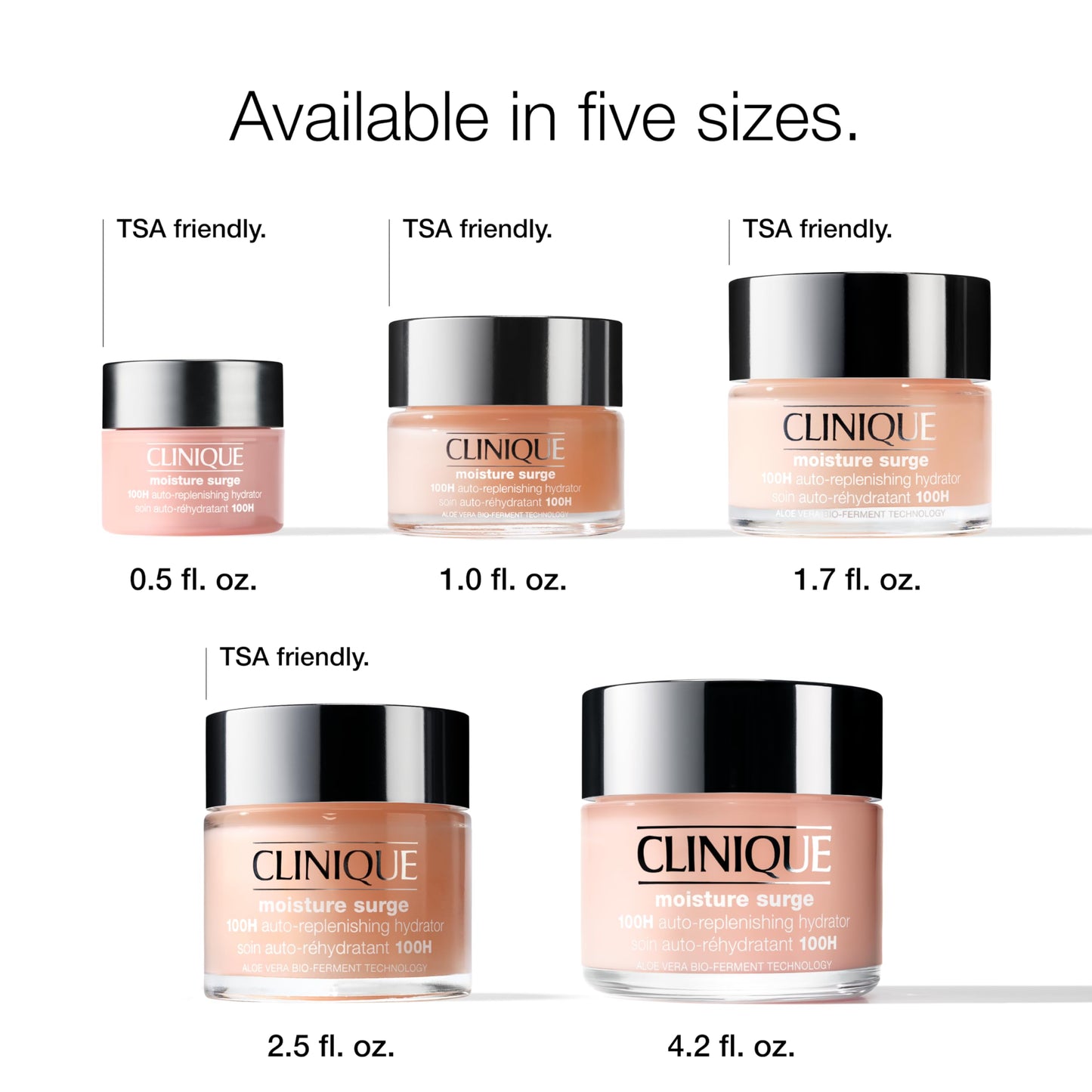 Clinique Moisture Surge 100H Auto-Replenishing Hydrator Oil Free Face Moisturizer | With Hyaluronic Acid, Aloe Bioferment and Vitamins C + E | Hydrating + Moisturizing, Mini Travel Size, 0.5 Fl Oz