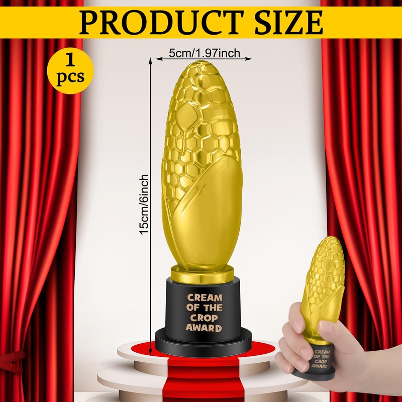 Tondiamo Small Trophy Celebrate the Top Award 6 Inch Tall Plastic MVP Funny Game Small Trophy and Awards for Employees Boss Custom Competition Gifts(Corn)