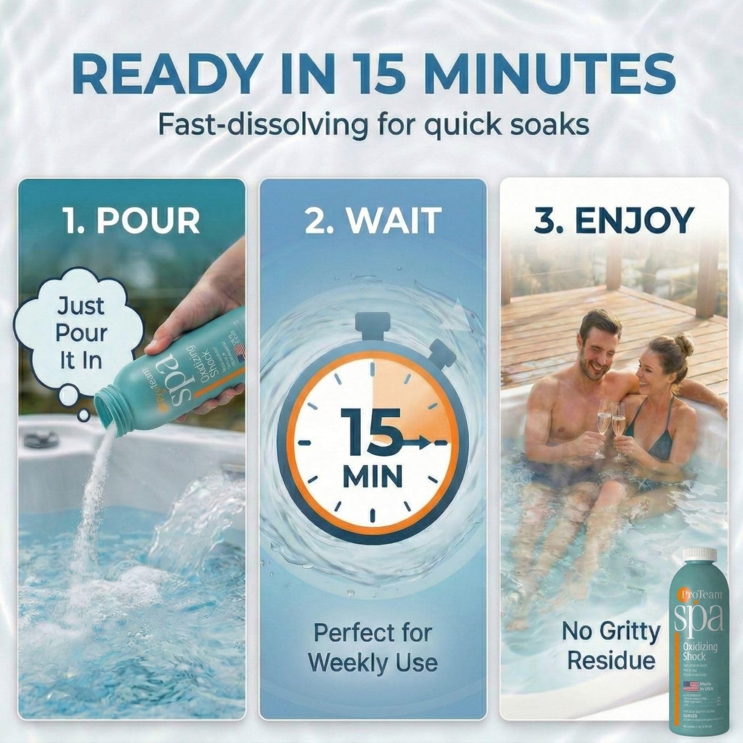 ProTeam Non-Chlorine Spa Shock for Hot Tub – Fast-Acting Oxidizing Shock Treatment, Clears Cloudy Water & Eliminates Odors – Made in USA, 2.2 lb + SplashWiz Care e-Book