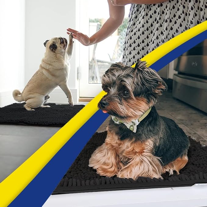 Muddy Mat® | Super Absorbent Door Mat Indoor, Microfiber Quick Dry Chenille Entryway Rug, Non-Slip Front Door Mat, Indoor Mats for Entryway, Machine Washable Pet Rug, Black 36"x60"