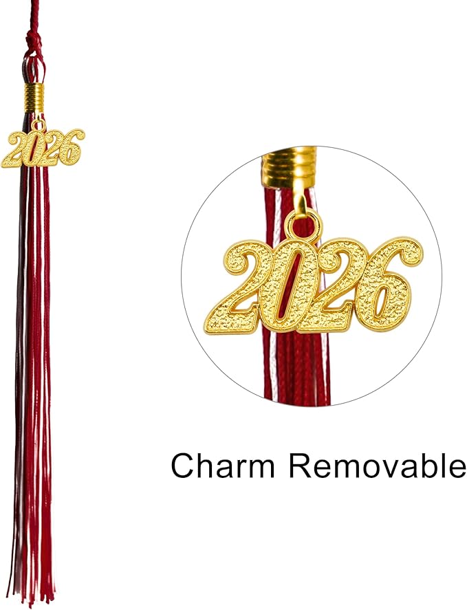 GraduationMall Single&Multiple Color Graduation Tassel with 2026 Year Charm 9"