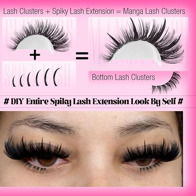 Yawamica Bottom Lashes and Spikes DIY Eyelash Extension Wispy Individual Lash Spikes 11-21mm and 5-7mm Bottom Lash Clusters 240pcs Cluster Lashes Waterproof Eyelash Clusters DIY Entire Spike Lash Look