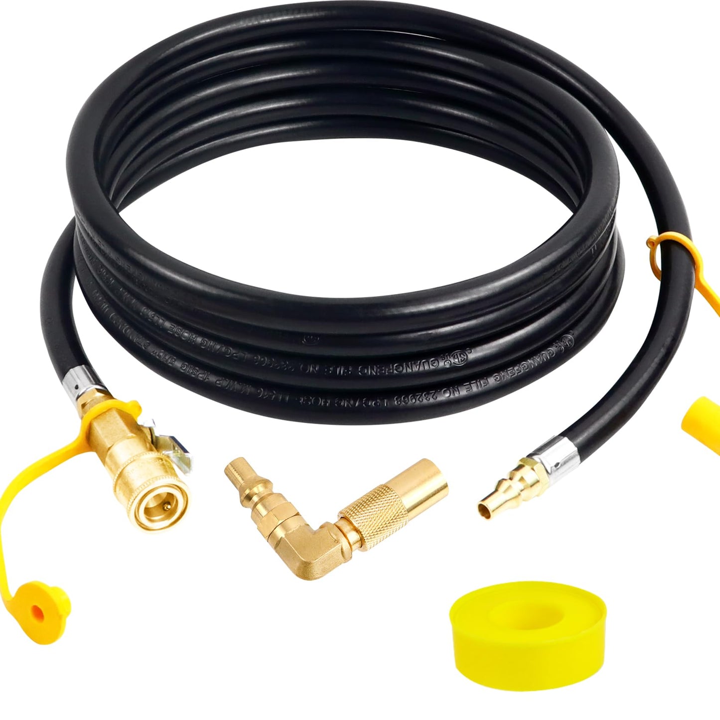 Iococee Upgraded 12FT RV Quick Connect Propane Hose for RV to Grill, Low Pressure Quick Connect Propane Hose with Elbow Adapter for 17" and 22" Blackstone Griddles/Grills