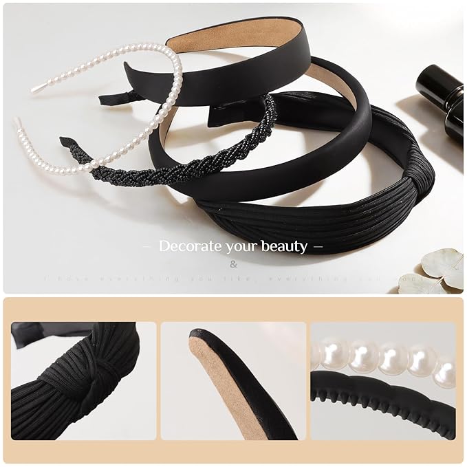 7pc Headbands for Women Trendy Girls Headbands Set, Non Slip Head Bands for Women's Hair Diademas Para Mujer De Moda