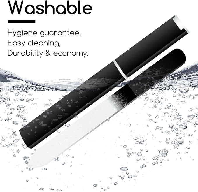 WOKOTO 4 Pcs Crystal Glass Nail Files with Case for Natural Nails, Professional Glass Emery Boards Double-Sided Glass File for Women Adults Fingernail Files Nail Buffer (Black,Purple, Red, Silver)