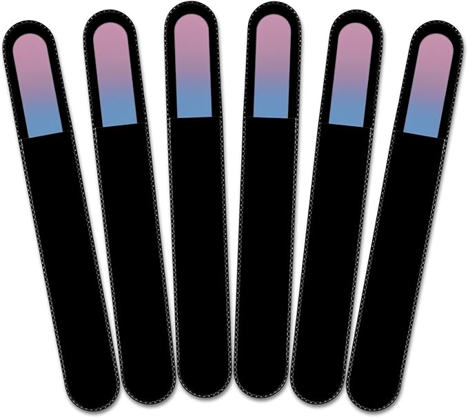 Mont Bleu Rainbow Crystal Nail File in Black Pouch - Large/Professional Size - Czech Tempered Glass - Handmade in Bohemia (Czech Republic)