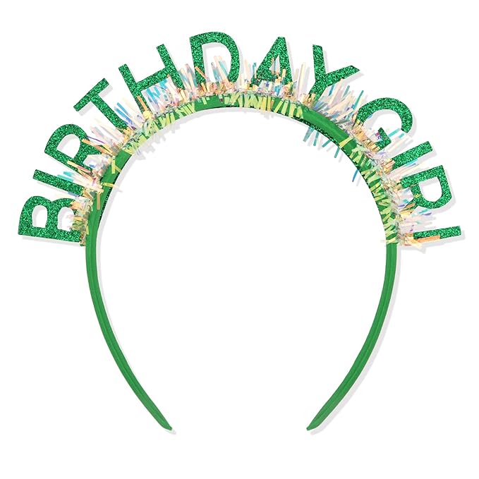 CIEHER Green Birthday Girl Headband Birthday Crown for Women Girls