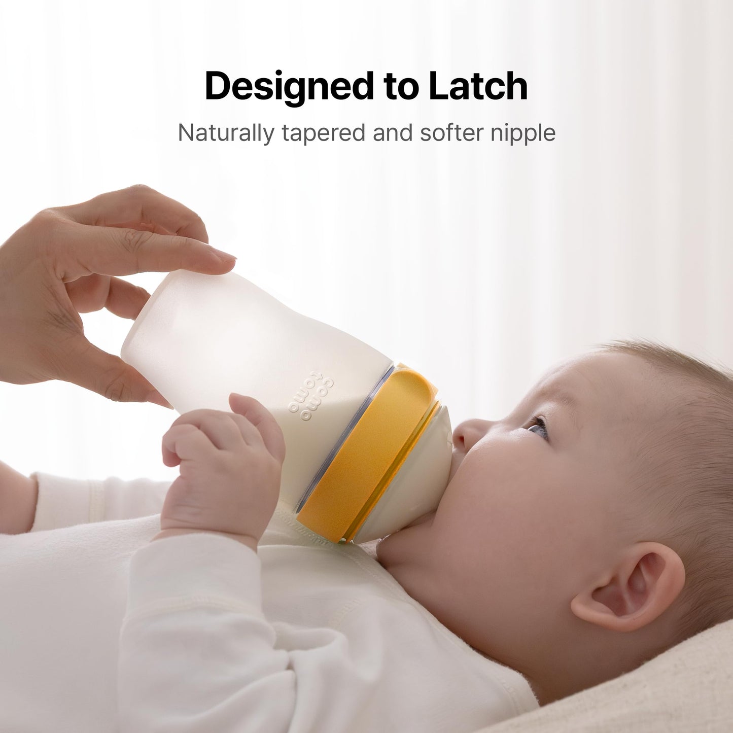 Comotomo Silicone Baby Bottle Gen 2 – 2026 Release (8oz) – Soft, Wide-Neck Bottle for Comfortable Feeding with Dual Anti Colic Vents (Includes Medium Flow Nipples), Yellow (Double Pack)