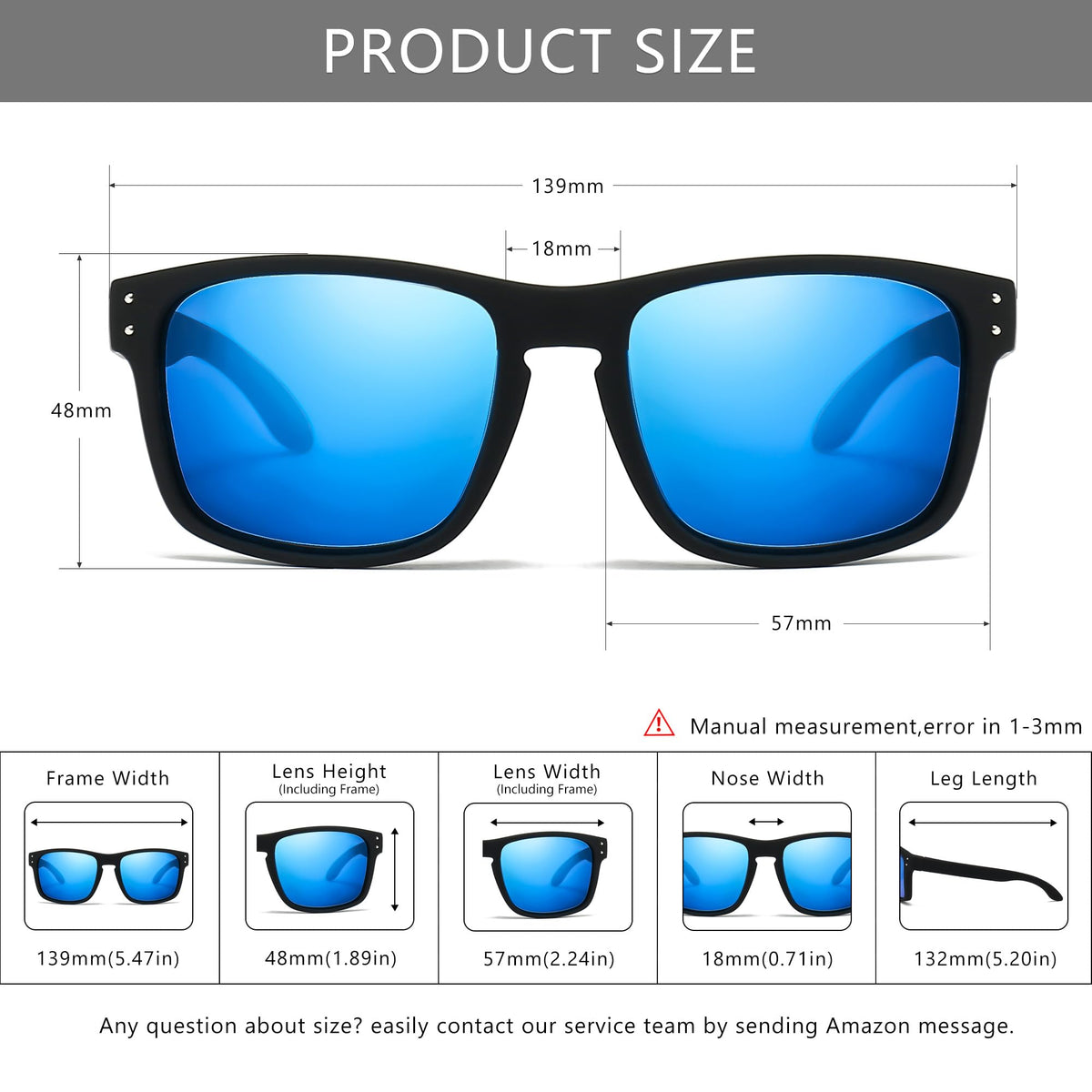 SUNGAIT Polarized Sports Sunglasses for Men Women: Blue Retro Square Shades UV400 for Driving Fishing Cycling Running Golf