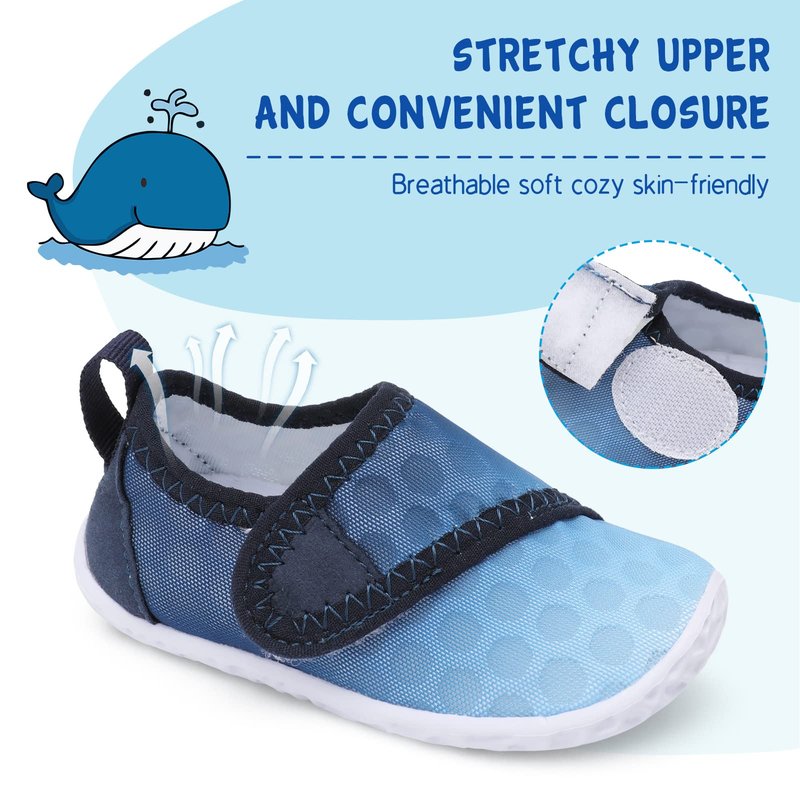 LeIsfIt Kids Water Shoes Toddler Girls Boys Swim Shoes Outdoor Quick-Dry Breathable Aqua Socks for Beach Pool Surf, Gradient Blue, 12 Little Kid