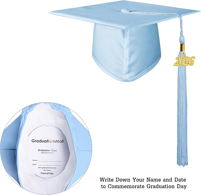 GraduationMall Matte Kindergarten & Preschool Graduation Cap for Kids with 2026 Tassel Black