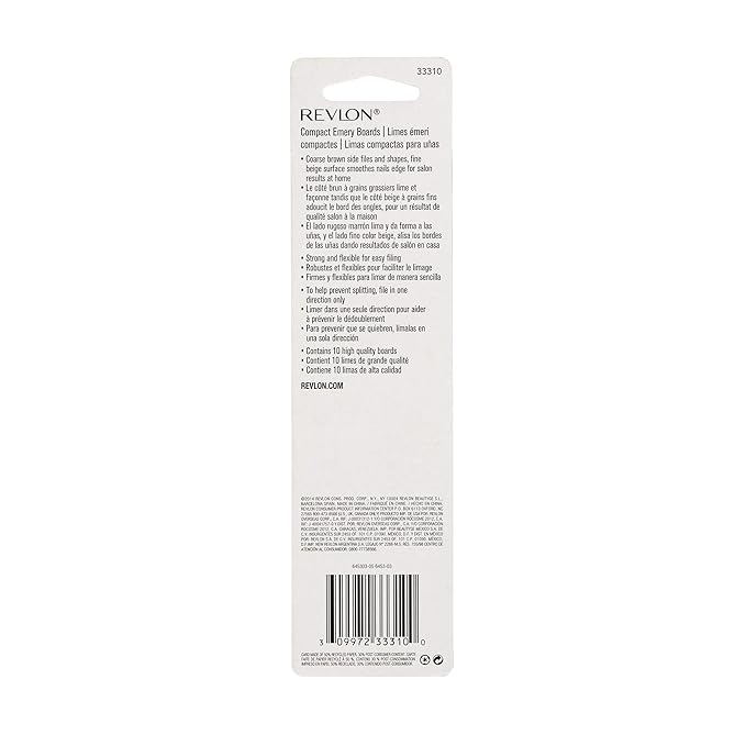 Revlon Compact Nail File,Dual Sided Emery Boards,Manicure Essentials,Smooths & Shapes Nails,Easy to Use,10 Count (Pack of 12)