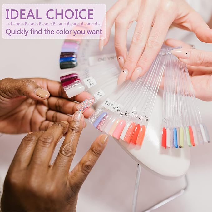 BQAN 200 Pcs Nail Swatch Sticks with Ring Ã¢ÂÂ Nail Supplies, Stuff, Tools & Accessories for Color Display and Practice, Includes 4 Pack Number Stickers, Nails Thing for Home & Salon Manicure
