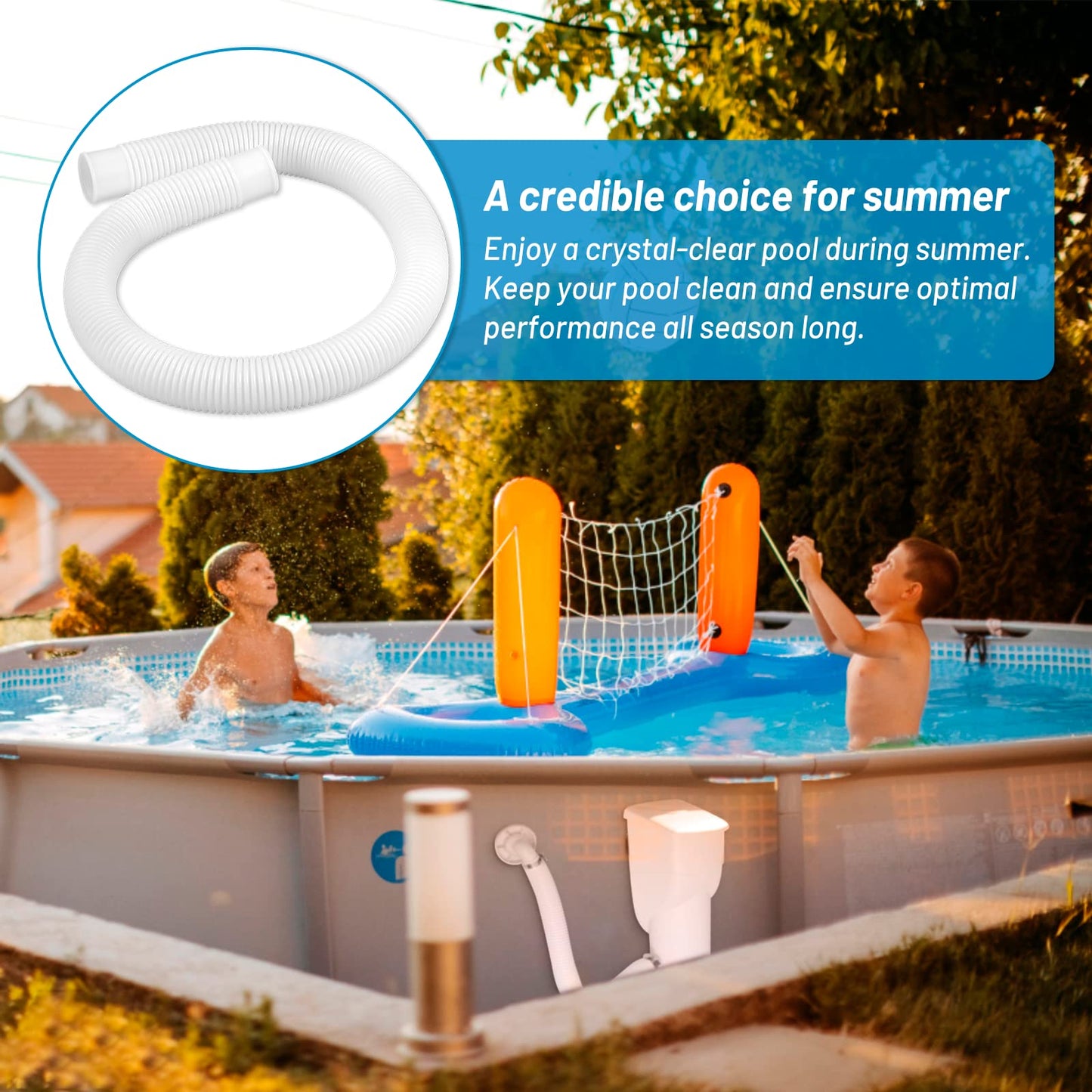 IDEASURE 1-1/4 Inch x 3ft Pool Hoses for Above Ground Pools, Compatible with In tex Coleman Summer Waves Pool Skimmer, Swimming Pools Return Hose Suction Hose, 2 Pack