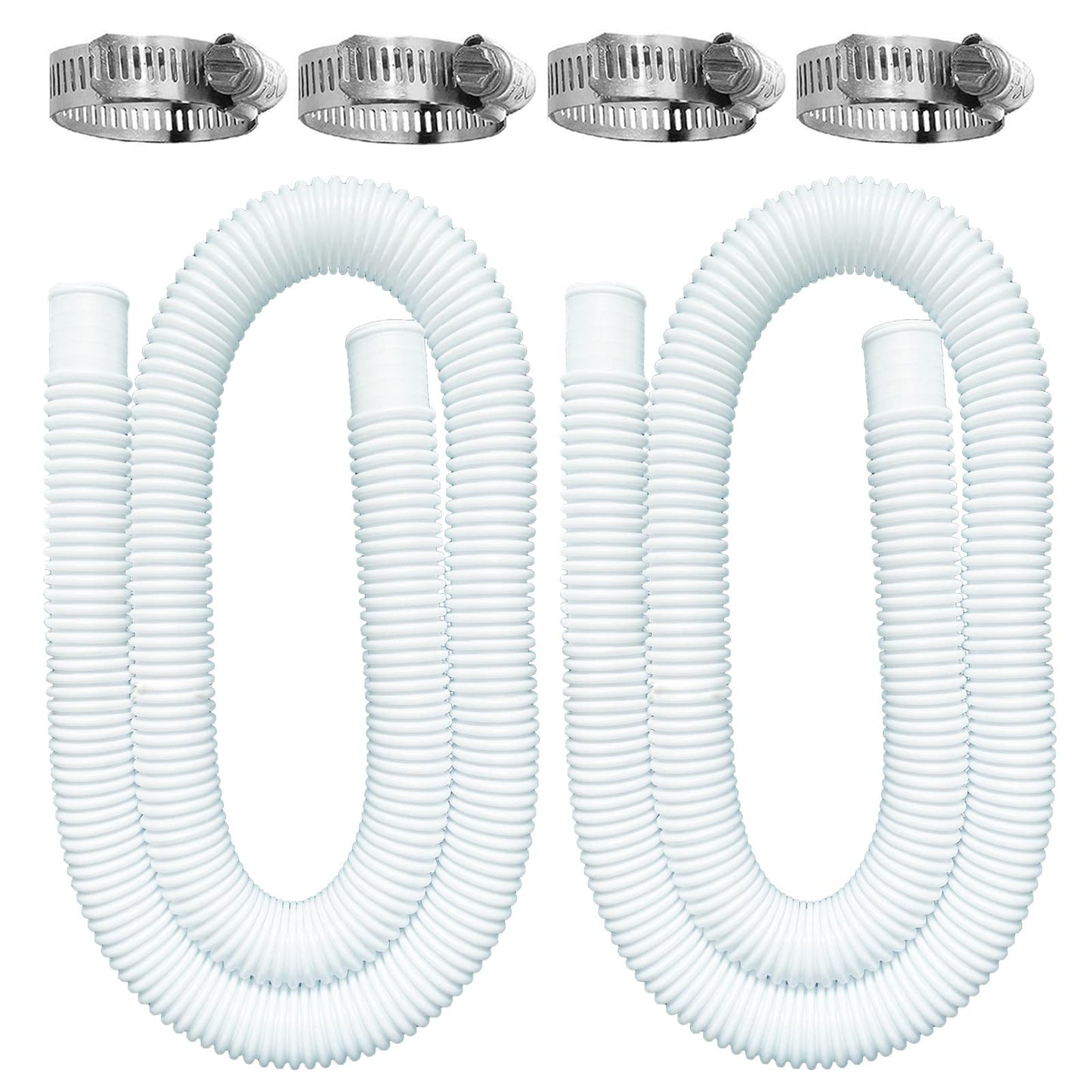 Pool Hoses for Above Ground Pools, 2 Pack 1.25 x 59 Inch Pool Filter Pump Hoses, Compatible with Intex Pool Filter Pump 607, 637 With 4 Metal Clamps(2)