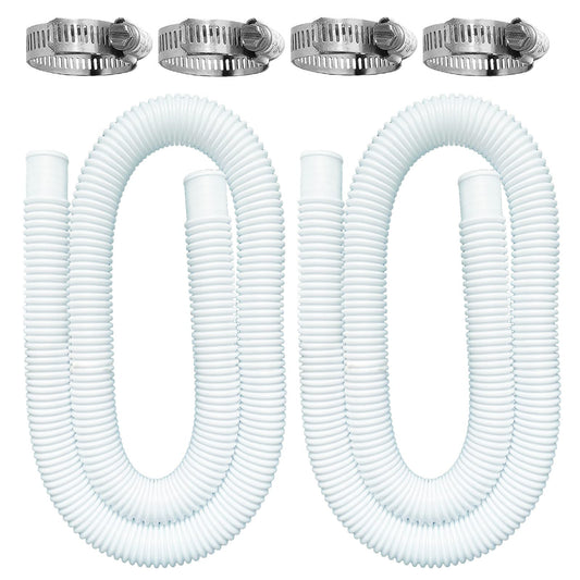Pool Hoses for Above Ground Pools, 2 Pack 1.25 x 59 Inch Pool Filter Pump Hoses, Compatible with Intex Pool Filter Pump 607, 637 With 4 Metal Clamps(2)