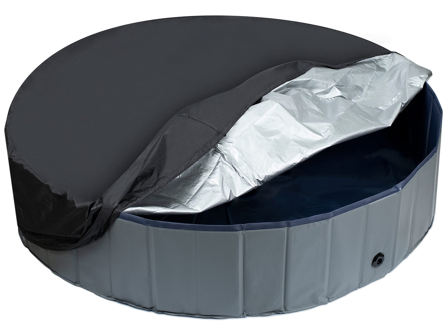 Niubya Round Dog Pool Cover, Foldable Pet Swimming Pool Cover, Waterproof Dustproof and Washable Pool Protective Cover with Drawstring Design, 72 x 12 Inches