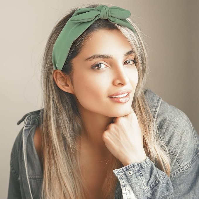 Jaciya Headbands for Women Wide Knotted Bow Headband for Girls Hair Accessories Bunny Ears Head Band