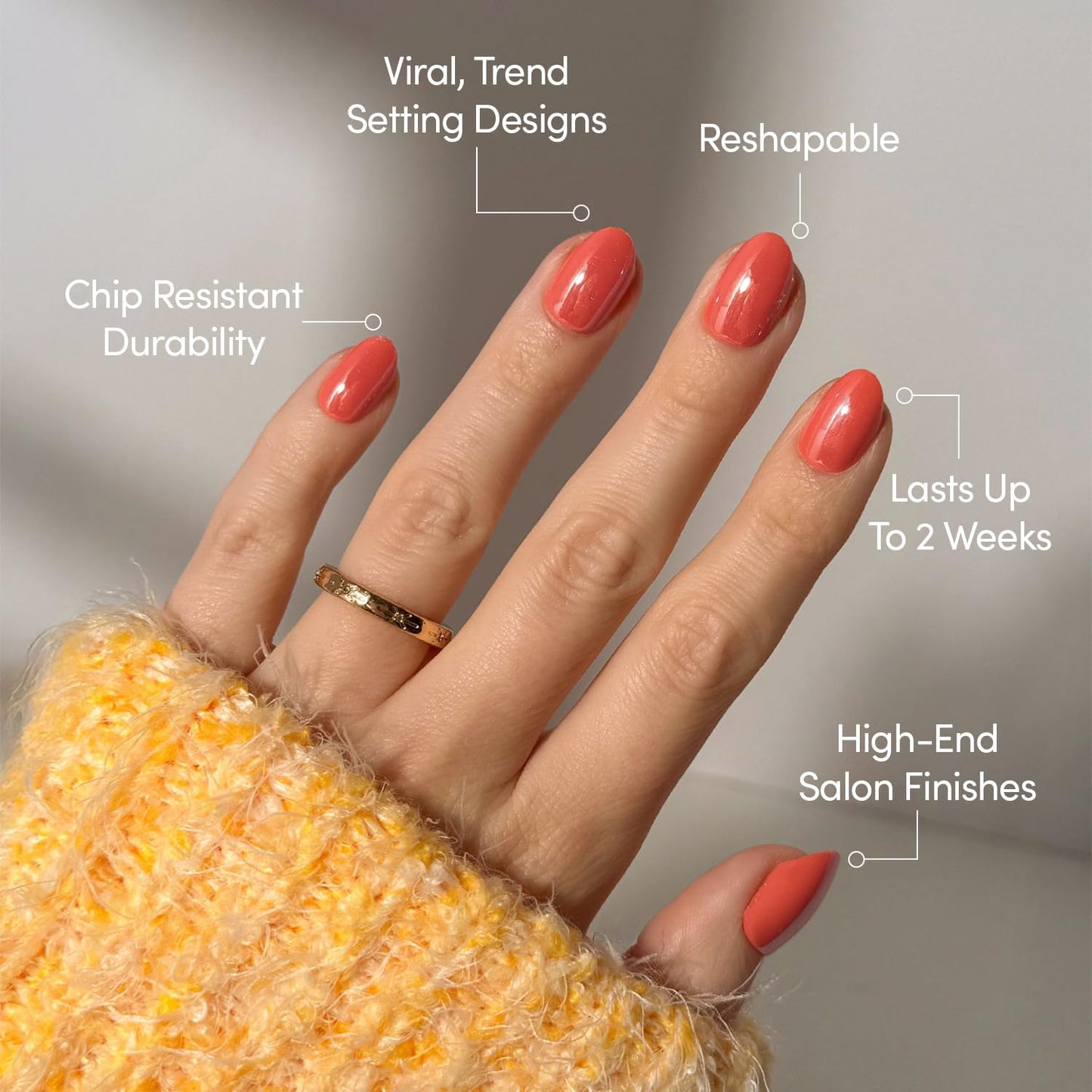Glamnetic Press On Nails - Lush Coral | Short Oval Fake Nails in a Bright Coral Hue with a Glazed Finish, Salon Quality | 15 Sizes - 30 Nail Kit with Glue