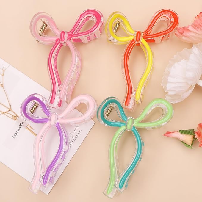 4 Pcs Bow Hair Clips Elegant Hair Claw Butterfly Hair Accessories for Girls Nonslip Butterfly Clips Hair Styling Accessories for Women