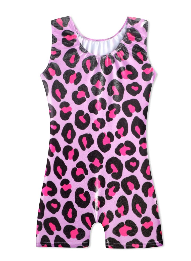 HOZIY Leopard Leotards for Girls Gymnastics Hot Pink Bike Shorts Biketard Tumbling Outfits Kids Leo Gymnastic Bike Shorts Dance Apparel Clothing Clothes Gumnastics. Bodysuits
