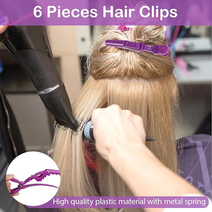 23 Pieces Hair Parting Tools Set, Magnetic Wrist Pin Holder for Braiding, Sectioning Clips, Rat Tail Combs, Hair Parting Rings