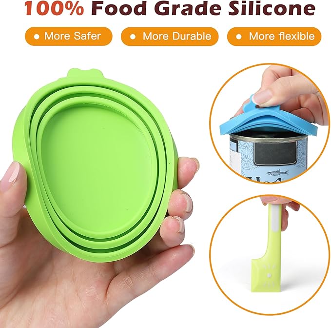 8 PACK Can Lids, Pet Food Can Cover and Food Mixing Spoons Food Canned Scoop, Fits Most Standard Size Dog and Cat Can Tops for Pet Cat Dog Feeding Can and Wet Food Storage