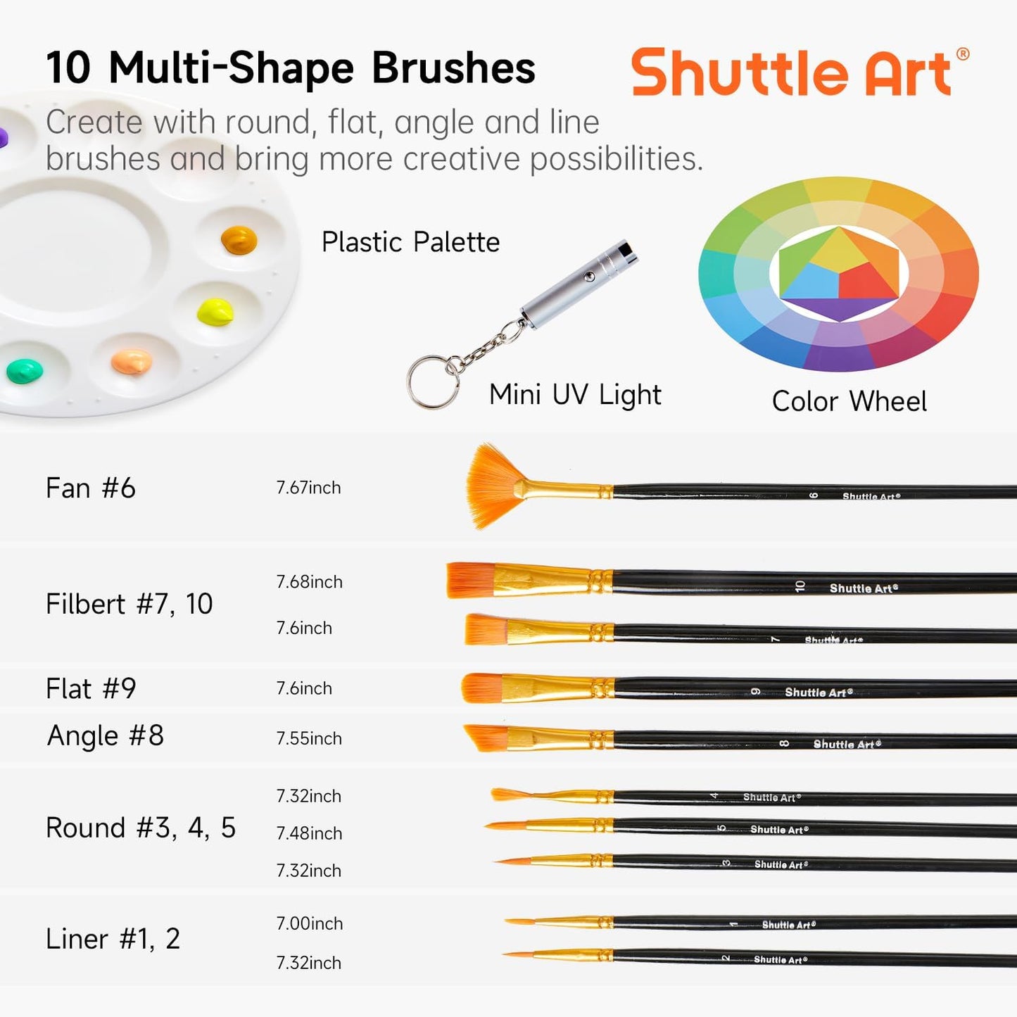 Shuttle Art Outdoor Acrylic Paint Set, 36 Colors 2oz/60ml Waterproof Acrylic Paint with 10 Brushes 1 Palette, Rich Pigmented Paints for Artists, Beginners on Rocks, Wood Crafts, Garden Statues