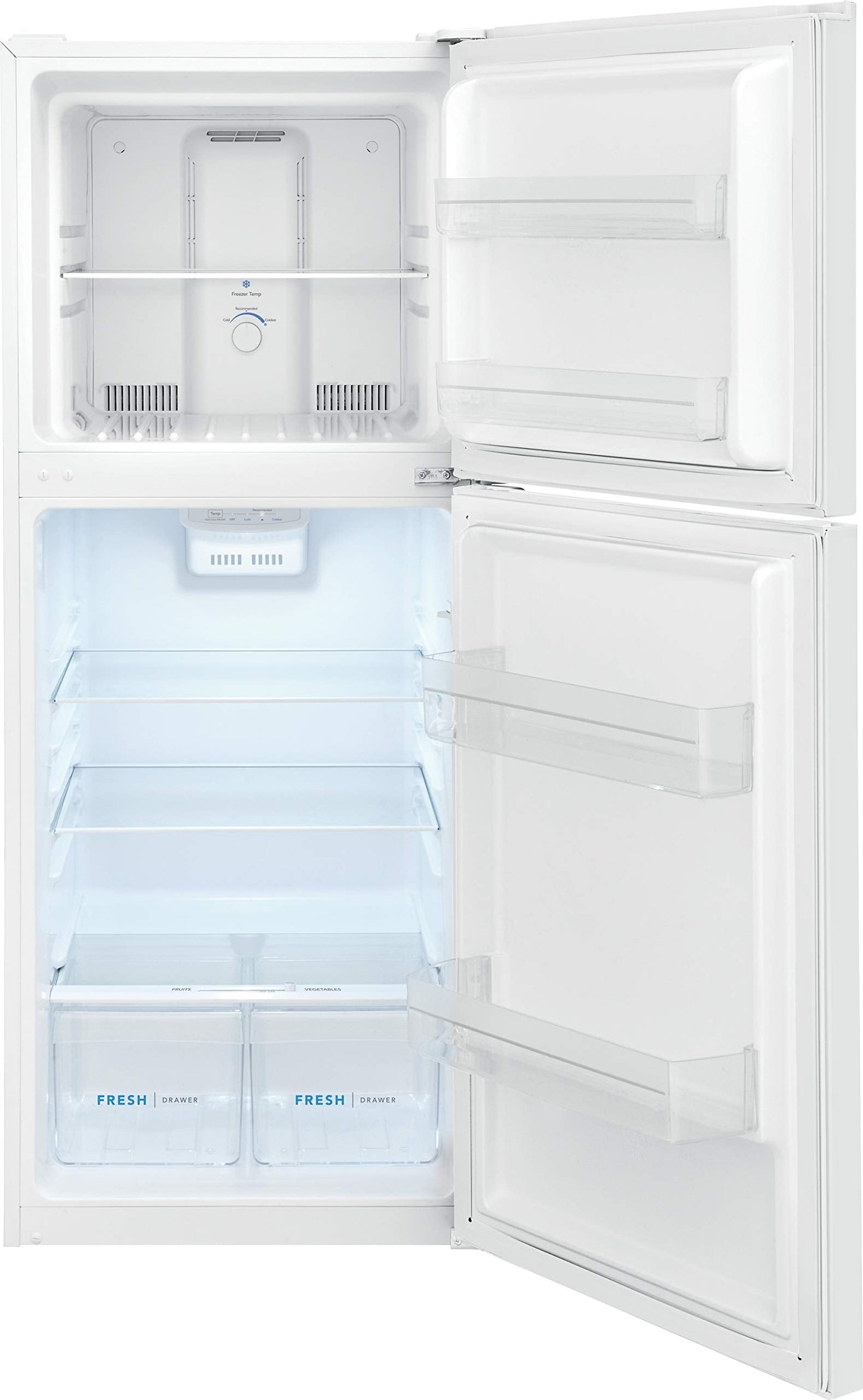Frigidaire 10.1 Cu. Ft. Compact ADA Top Freezer Refrigerator in White with Electronic Control Panel, Reversible Door Swing, ENERGY STAR