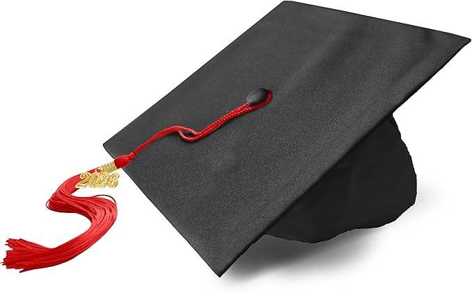Graduation Cap with 2026 Tassel Year Charm Black Graduation Cap for High School & Bachelor