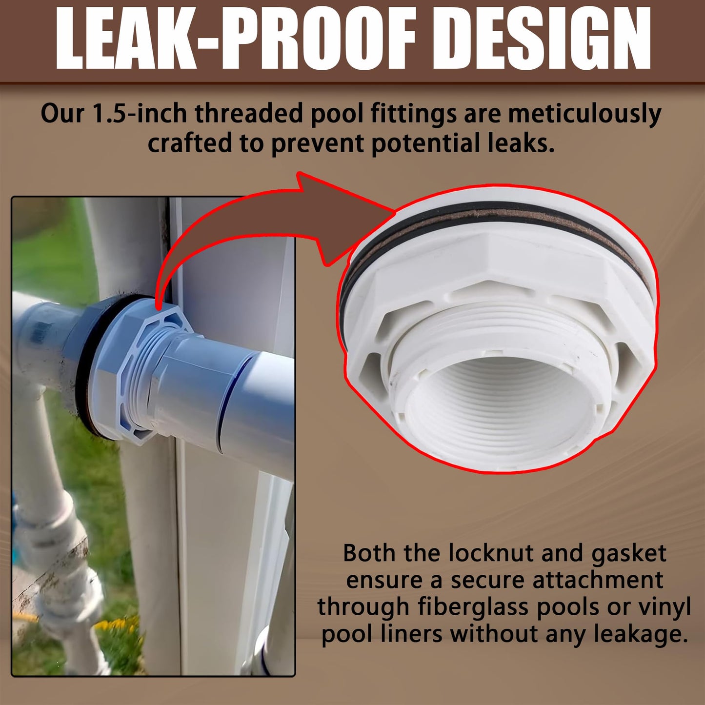 TonGass (2-Pack) 1 1/2" Above Ground Pool Inlet Return Fitting with Locknut Gasket Famale Inlet Pipe (FIP) Thread Exact Replacement for Hayward SP1023 Swimming Pool Replacement Inlets Return Fitting