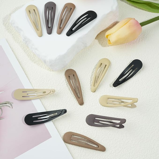 24pcs Snap Hair Clips, 2'' Matte Hair Clip, Nonslip Hairpin Accessories for Women Girls, Metal Barrettes, Neutral Color
