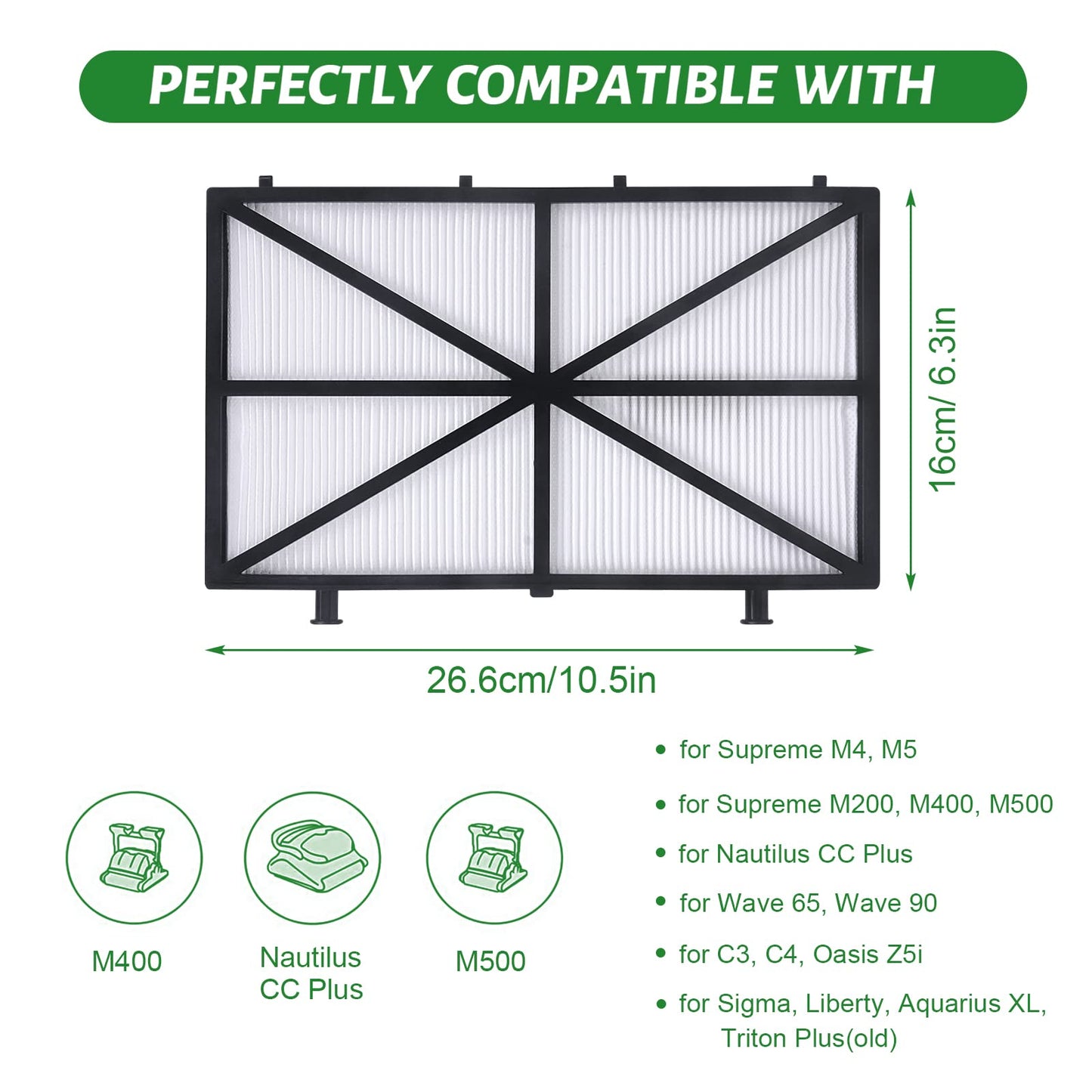 Robotic Pool Cleaner Ultra Fine Filter Compatible with Dolphin Nautilus CC Plus, M400, M500, Ultra Fine Cartridge Filter Panels Replacement, Part 9991432-R4, 4 Pack