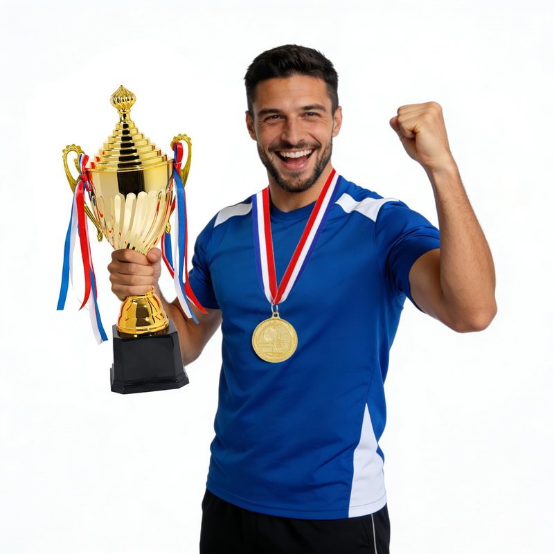 Meecuppa 16inch Gold Champion Trophy Cup | Patriotic Red-White-Blue Bow Design | Premium Award for Sports Tournaments, Competitions & 1st Place Ceremonies