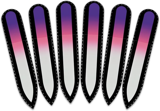 Mont Bleu Rainbow Crystal Nail File in Black Pouch - Small/Purse Size - Czech Tempered Glass - Handmade in Bohemia (Czech Republic)