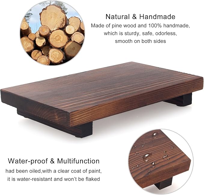 Small Kitchen Sink Soap Tray for Counter Bathroom Vanity Tray Wooden Risers for Kitchen Countertop Decor Dish Soap Dispenser Farmhouse Wood Pedestal Bathroom Organizer Accessories Decorative Trays
