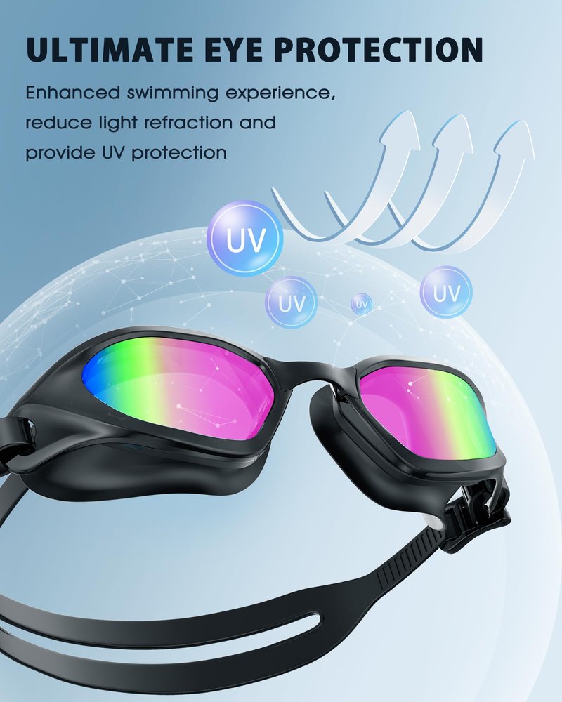 Vegemono Swim Goggles, 6 Pack Unisex Adult Swimming Goggles Upgraded Anti-Fog Anti UV No Leakage Wide View for Men Women Youth