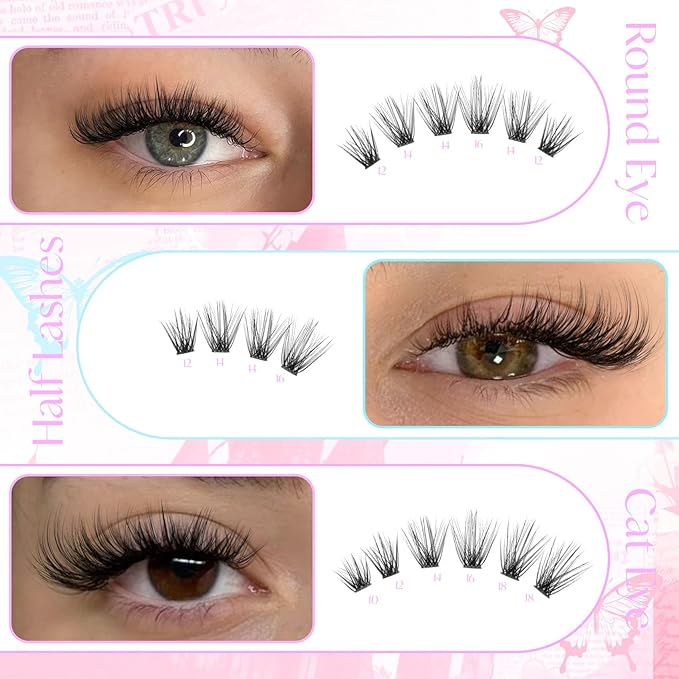 Fluff Lash Clusters Kit Wispy Lash Extension Kit 10-18MM Natural Lashes Clusters 180PCS Cluster Eyelash Extensions with Lash Bond and Seal and Lash Applicator DIY Eyelash Extension Kit by Pleell