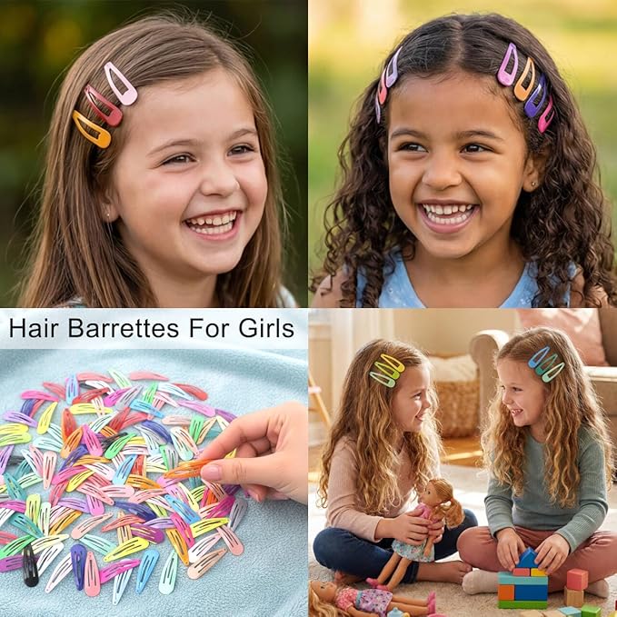 Hair Clips for Girls: 2 inch No Slip Metal Barrettes Snap for Toddlers Kids 150pcs (30 colors)