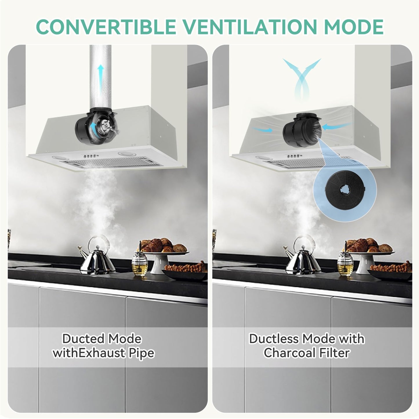 700CFM Range Hood Insert 30 inch, Stainless Steel Built-in Kitchen Vent Hood, Stove Hood with Bright LED Lights & Push Button Control, Grease Filter, Carbon Filter, Ducted/Ductless Convertible