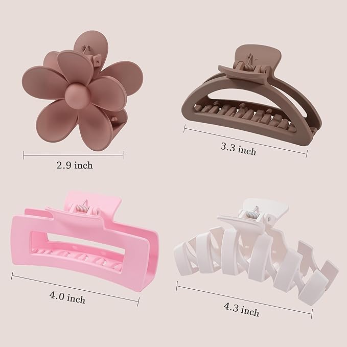 8PCS Hair Clips for Women, Flower Claw Clips for Thick Hair, Non-Slip Hair Accessories with Multi-Styles, Different Color Hair Claw Clips and Variety Pack, Ideal for Girls