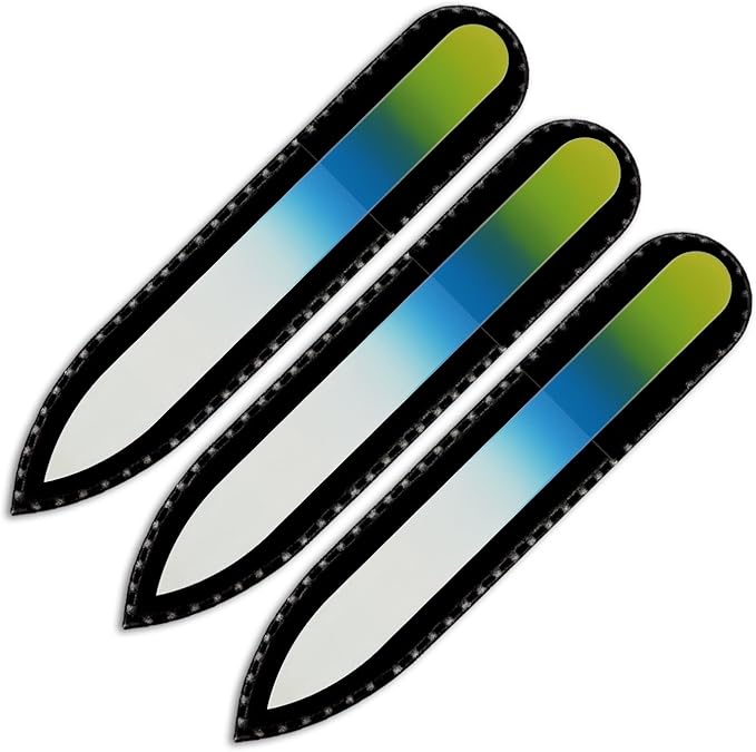 Mont Bleu Rainbow Crystal Nail File in Black Pouch - Small - Purse Size - Czech Tempered Glass - Handmade in Czech Republic - Heal Cracked Nails