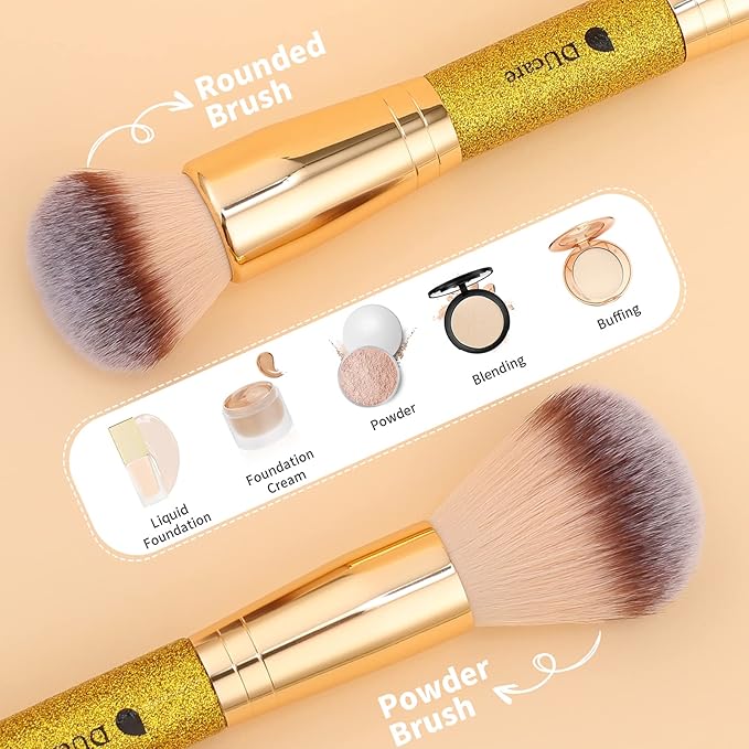 DUcare Dual-Ended Cream + Powder Brush, Two-in-One Foundation Makeup Brush For Creating A Gorgeous, Airbrushed-looking Complexion, Vegan & Cruelty-free
