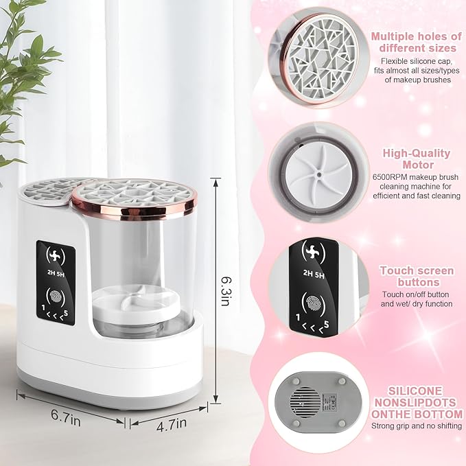 3 IN 1 Electric Makeup Brush Cleaner & Dryer Machine with Automatic Cleaning and Drying Functions, Portable USB Design with Smart Touch Controls for All Brush Sizes, Perfect Gift for Makeup Lovers