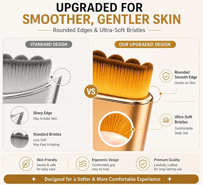 [Upgraded] Facial Lymphatic Contour Face Brush Ã¢ÂÂ Rounded Edge & Soft Bristles Sculpting Tool for Face, Lymphatic Drainage-Inspired Massage Brush for Skincare Routine