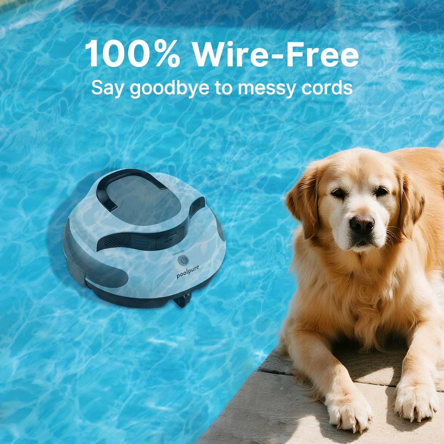 POOLPURE Pool Cleaner, 5000mAh Battery, 120 Minutes Runtime, 1000 Sq Ft Coverage, Automatic Cleaner
